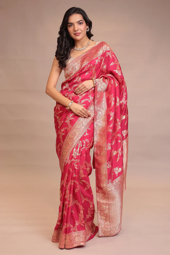 Banarasi silk Saree Pink