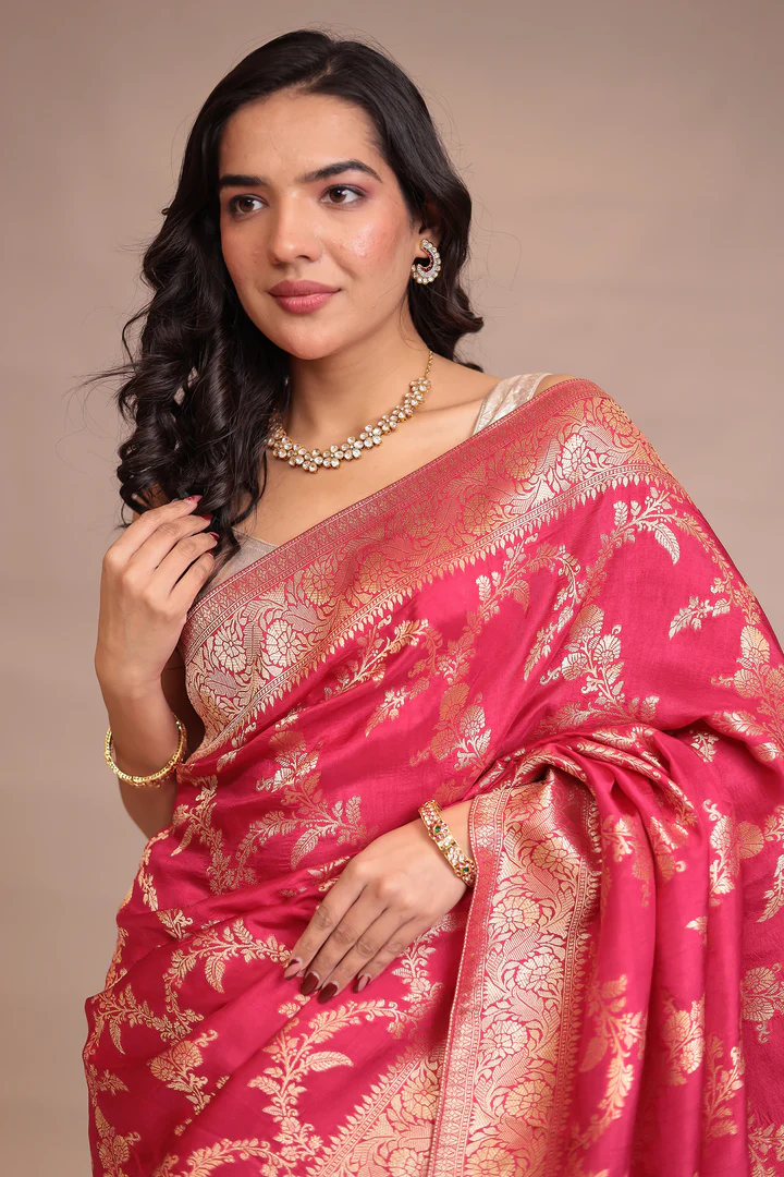 Banarasi silk Saree Pink