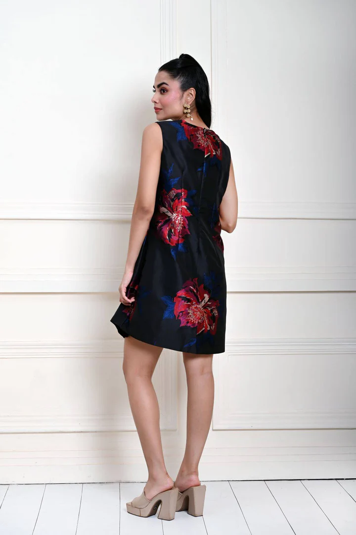 Black Floral Mini Dress