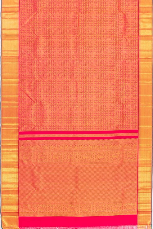Taranga Kanchi Silk Checks And Butta Red Saree