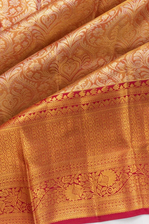 Taranga Kanchi Silk Tissue Brocade Red Saree