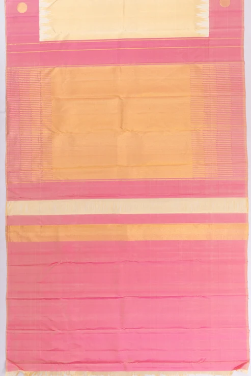 Kanchipuram Silk Tissue Plain Cream Saree